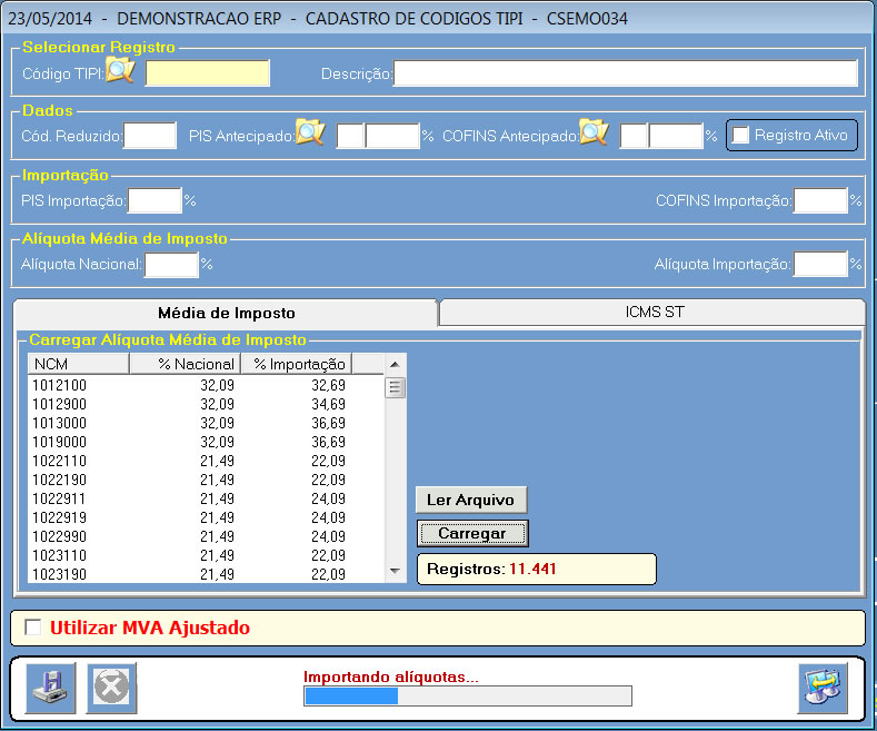 Carregando dados do arquivo media imposto lei transparencia